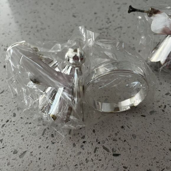 4 Vintage Angel Napkin Rings Trumpet Cymbals Candle Book Silver Plated in Box - Picture 6 of 8